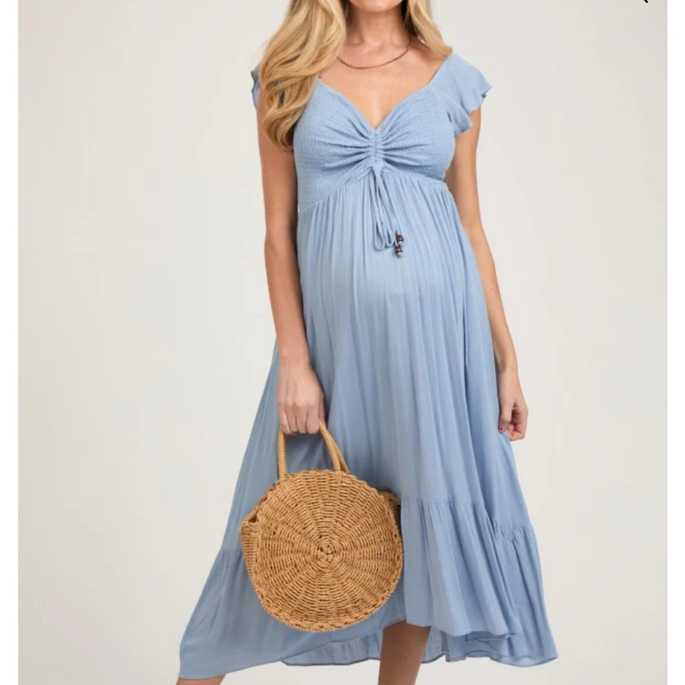 Elegant Blue Maternity Dress